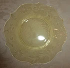 Vintage  Depression  Lancaster Jubilee yellow etched 7" luncheon plates, Set 4