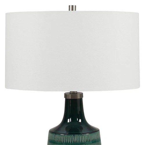Uttermost Scouts Transitional Ceramic Metal and Fabric Table Lamp in Blue/Green - Picture 4 of 8