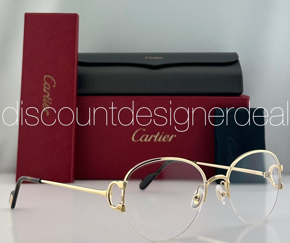 【送料,関税込】Cartier メガネ CT0154O Cartier Oval Half Rim Eyeglasses CT0154O 002 Gold Metal
