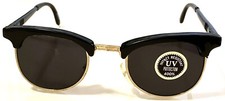 New Black and Gold Sunglasses with Gold Rim/Bridge Black Temples Impact Resist