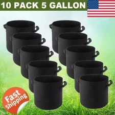 10 Packs 5 Gallon Plant Grow Bags Fabric Pot Nursery Soil Nonwoven w/ Handle US
