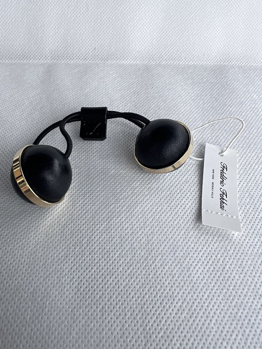 Vintage Frédéric Fekkai Black Leather Balls With Gold Trim  display picture 3