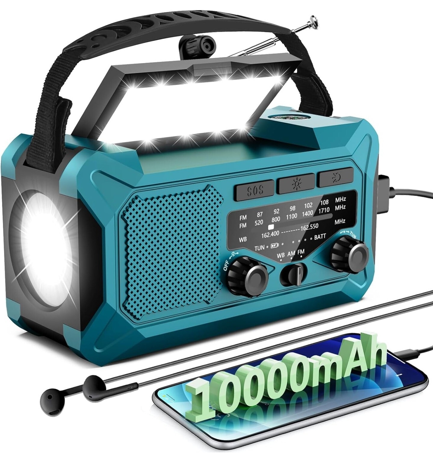 Esky 10000mAh/37000mWh Emergency Hand Crank Radio, AM/FM/NOAA Portable...