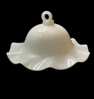 Antique Hanging Milk Glass Oil Lamp Smoke Bell 8” Diameter Ruffled Edge