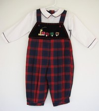 CARRIAGE BOUTIQUES Girl's Size 12M Plaid Jumpsuit Romper 100 Cotton