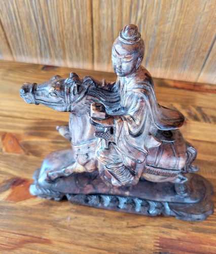 Antique Chinese Soapstone Horse & Rider Sculpture on Wood Base ~ RARE Find! - Picture 10 of 18