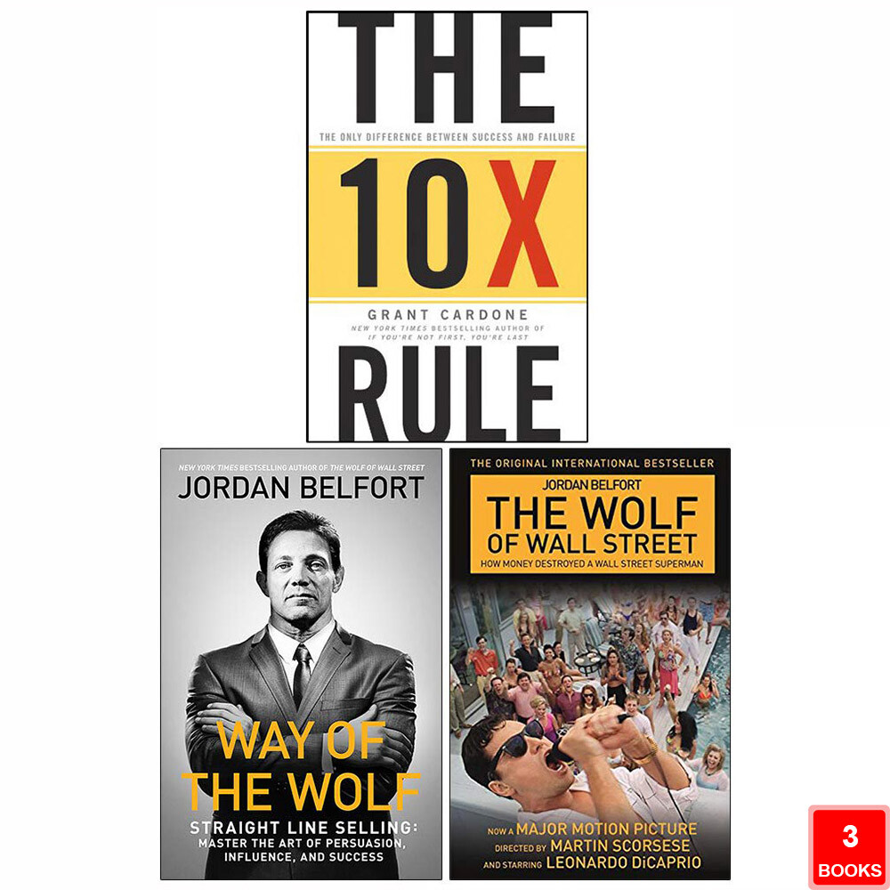 Way of the Wolf,The Wolf of Wall Street,The 10X Rule 3 Books Collection Set NEW