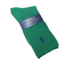 Ralph Lauren Polo Pony Ladies Boot Socks Cotton Blend Rib Knit Green - NEW