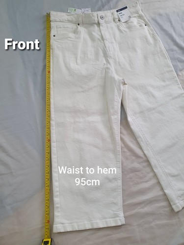 NEW Kmart Size 18 Women White Cotton 3/4 Wide Leg Jeans, Wide High Rise Jeans - Picture 3 of 15