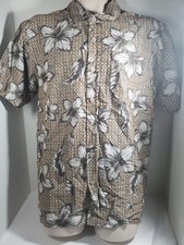 O'Neill Hawaiian Shirt Heritage Series Brown Beige Size XL Hibiscus
