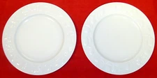 SET OF 2 ~ PORCELAINE De LIMOGES FRANCE DINNER PLATES WHITE EMBOSSED FRUIT PL123