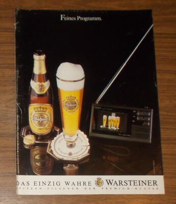 Seltene Werbung WARSTEINER - SABA TV-JOURNEY LCD-Color Pocket TV 1988