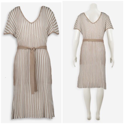 AXARA Paris Women s Taupe Striped Knit Dress - Size M