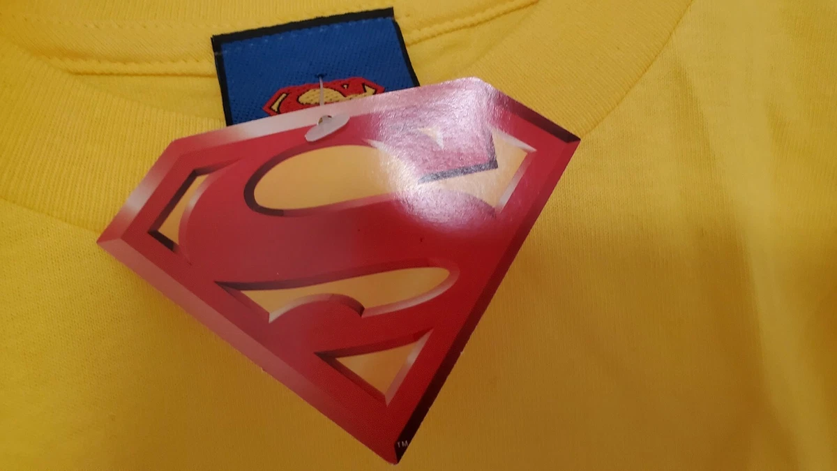 Vintage DC Superman Logo Youth T Shirt Yellow Sz L Brand New eBay