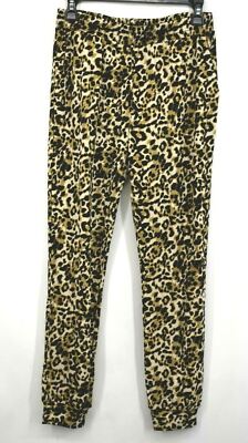 Socialite Womens Brown Leopard Print Pull On High Waisted Jogger Pants XS