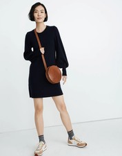 Madewell navy blue balloon sleeve cashmere sweater dress XL