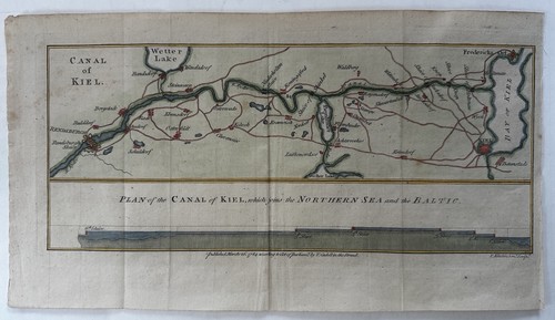 Germany Baltic & North Sea 1784 Kiel canal profile map engraved by Kitchin HC - Picture 4 of 6