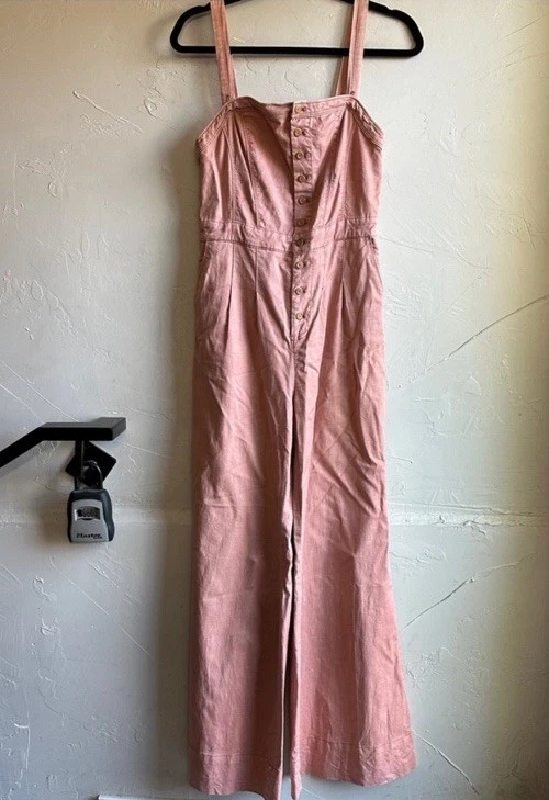 Anthropologie Pilcro Desmond Jumpsuit Wide Leg with Front Buttons Overall Sz 0 - Image 2 of 4