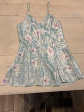 Vintage Val Mode Slip Dress Womens S/M Satin Nightgown Floral Lingerie 90s