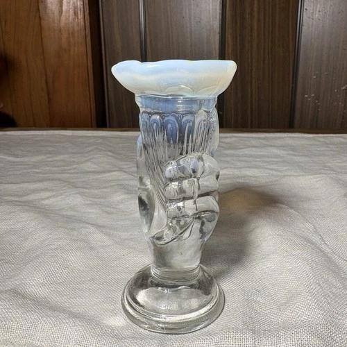 Fenton French Opalescent Miniature Hand Vase Tooth Pick Holder Bud Vase