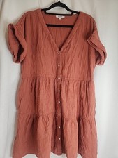 Madewell Lightspun Button Front Mini Dress  Cotton Gauze Large L Boho Cottage