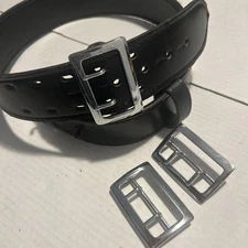 Safari Land Duty Belt MDL875 Blk 32”x2.25”w Chrome Buckle Plus 2 Brass Buckles￼