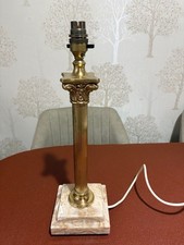 Old Vintage Antique Brass & Onyx Corinthian Column Table Lamp 44 cm