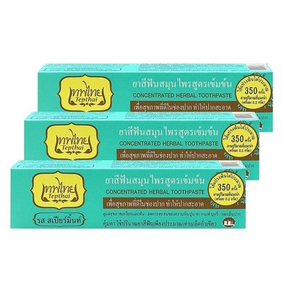 3x Tepthai Herbal Toothpaste Spearmint Reduce Plaque Tea Coffee Gum Problems 70g