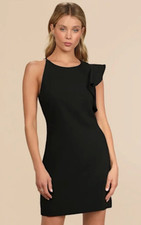 Lulus Black Ruffle Accent Sleeveless Sheath Mini Dress Zip Size M