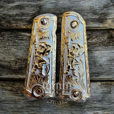 1911 45 38 Super Full Size Richie Rich Gold Gun Pistol Grip Cachas & 24K Screws