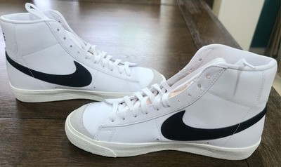 Nike Women's Blazer Mid White/Black Leather Mid Top Lace-Up Rubber Sole Sneaker