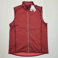 $140 New CUTTER & BUCK Polyester Full Zip Vest Men's MEDIUM M Dark Red Heather