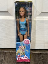 Barbie WATER PLAY BEACH SUMMER Doll Aqua Hawaiian Print Swimsuit Mattel DGT81