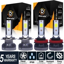 Combo H11 H7 LED Bulbs Headlight Conversion kit High Low Beam Lamps 6000K White