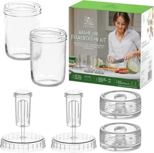 Ferment Kit - 2 Fermenting Mason Jars, 2 Fermentation Weights & 2 Fermenting Lid