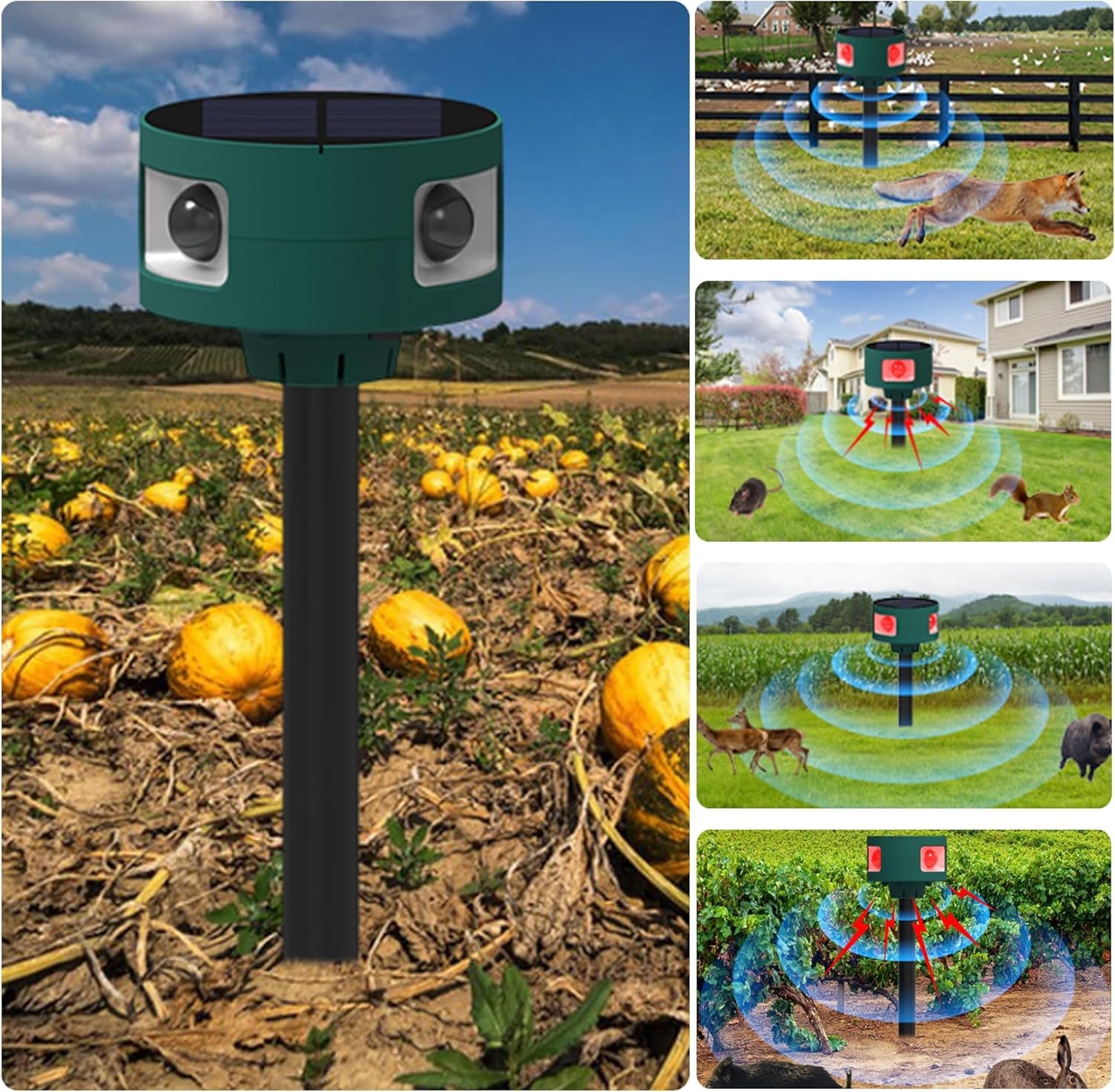 129db Solar IR Motion Alarm - 360°, USB, 4Modes, Chicken Coop/Villa