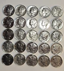 Lot Of 25 BU and AU Mix Mercury Dimes 90% Silver