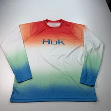 Huk Performance Fishing Shirt Mens Large Colorful Lightweight Stretch