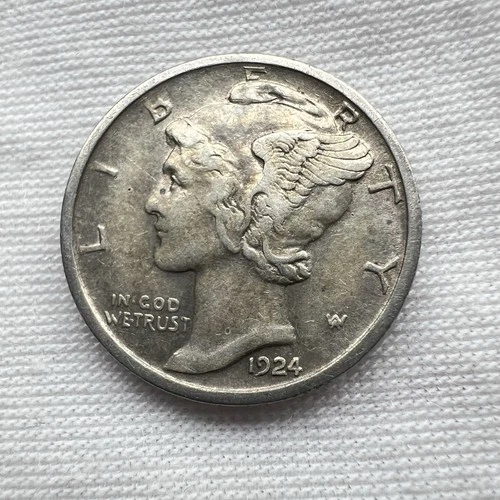 1924-D Mercury Dime 90% Silver Ten Cent Denver 10c US Coin - BETTER DATE!