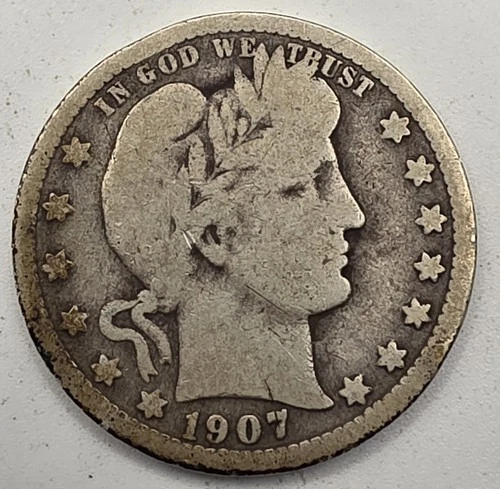 《Silver》1907-O USA BARBER QUARTER -- .1808 OZ of SILVER!!!