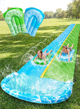 32.5FT Water Slide and 2 Inflatable Boards, Extra Long Heavy Duty Double Lawn Wa