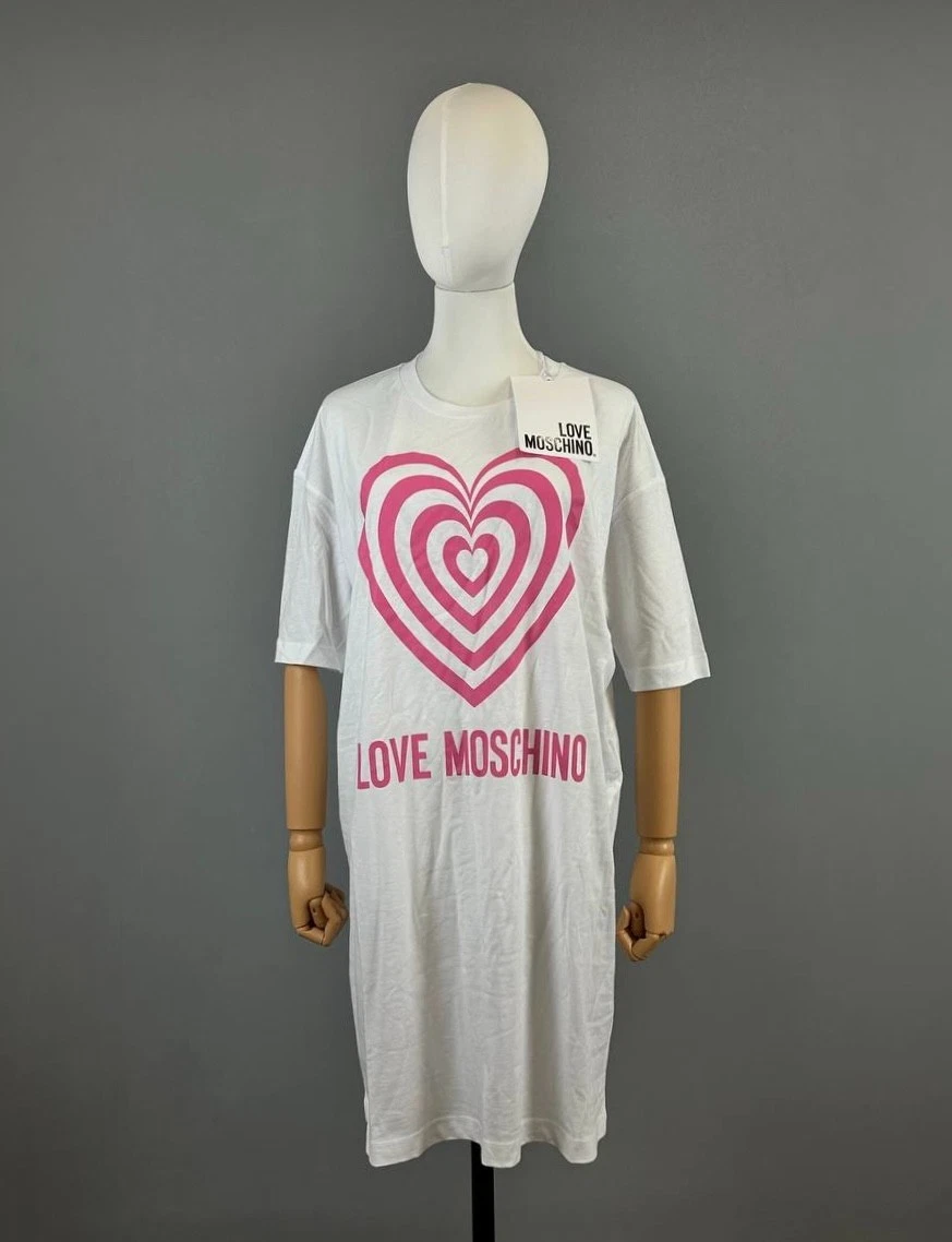 moschino t shirt dress sale Moschino Printed Logo Paper Bag T-shirt Dress evaChic