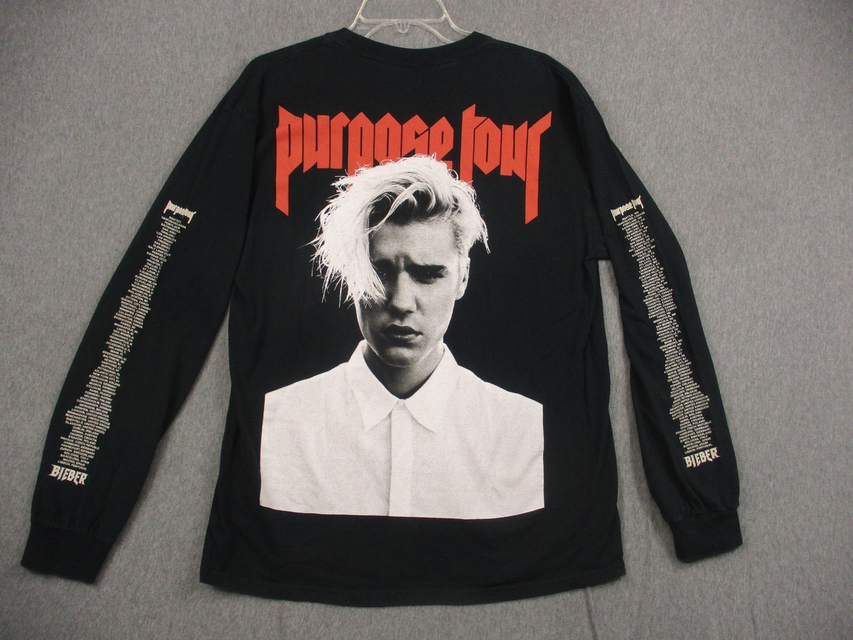 Justin Bieber Purpose Tour Shirt Mens Large Black Long Sleeve