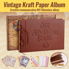 Our Adventure Book Scrapbook Photo Album Retro Kraft Exquisite Gift Box 80 Pages
