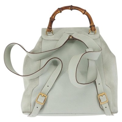 GUCCI Bamboo Backpack Suede Outlet Light Blue Gold 003 2058  display picture 3