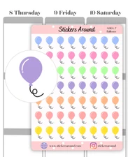 Pastel Birthday Balloon Icon Stickers for Planner, Calendar and Journal