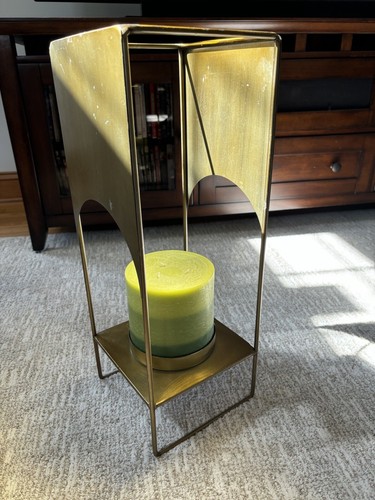 Tall Mid Century Modern Brass Large Candle Holder 21.5”x8”x8” FLAW - Picture 12 of 19