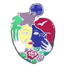 Chagall ART Jewelry Heart Shape Pendant Sterling Silver Art Inspired by Chagall