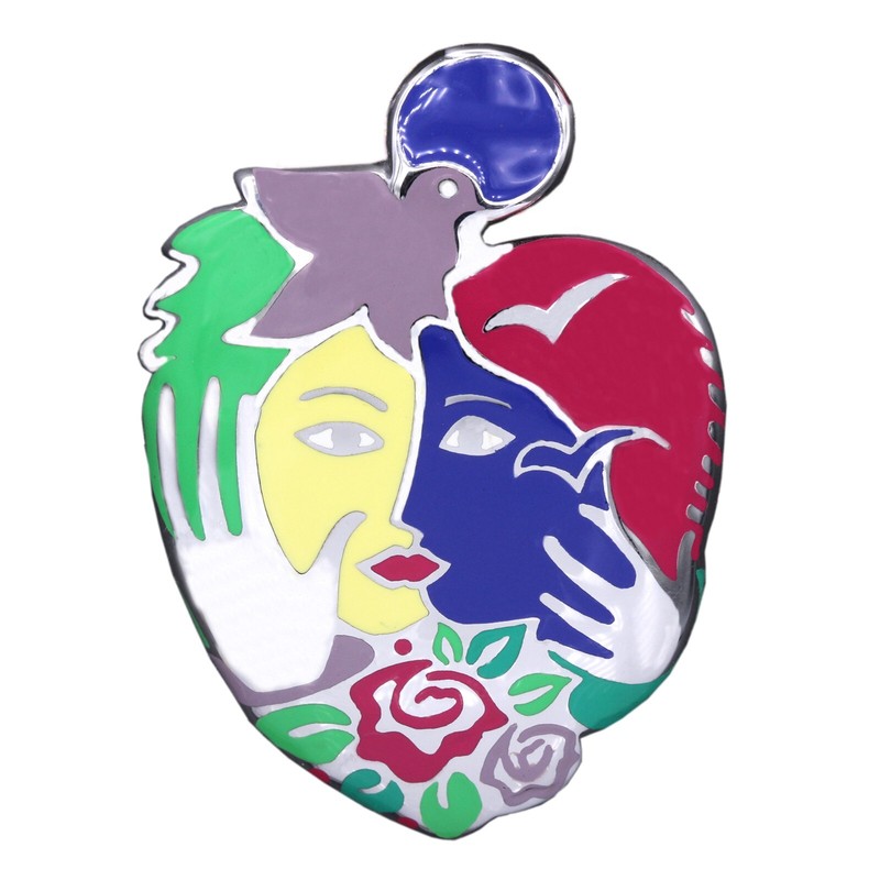 Chagall ART Jewelry Heart Shape Pendant Sterling Silver Art Inspired by Chagall