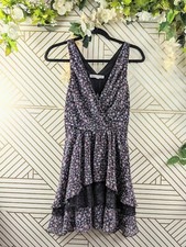 BCBGeneration Women's Floral Ruffle Flowy Dress V Neck Lace Size 4